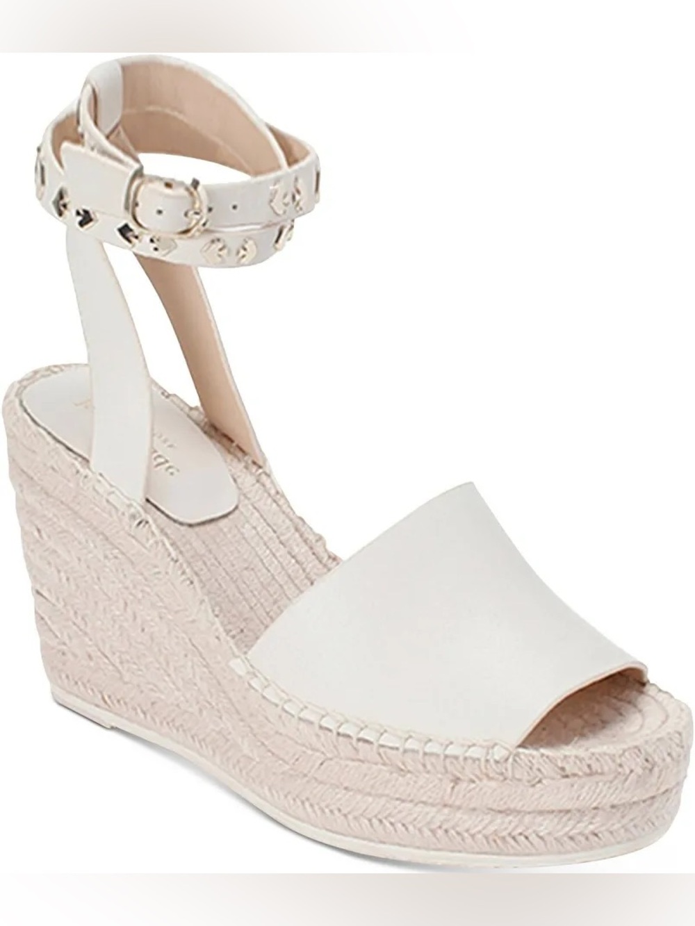 Kate Spade New York Frenchy Espadrilles White Leather Strappy 8 in Parchment
